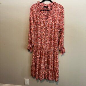 OPT pinks, reds and orange Floral loose fitting Midi dress size XS